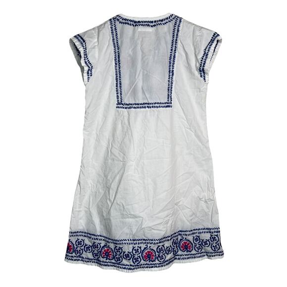 Pomegranate Embroidered V-Neck Cap Sleeve Flounce Tunic Dress White XS - Picture 2 of 6